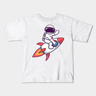 Astronaut Riding Rocket Kids T-Shirt